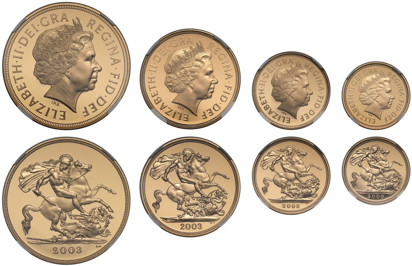 Elizabeth II 2003 4-coin gold proof Set PF70 ULTRA CAMEO