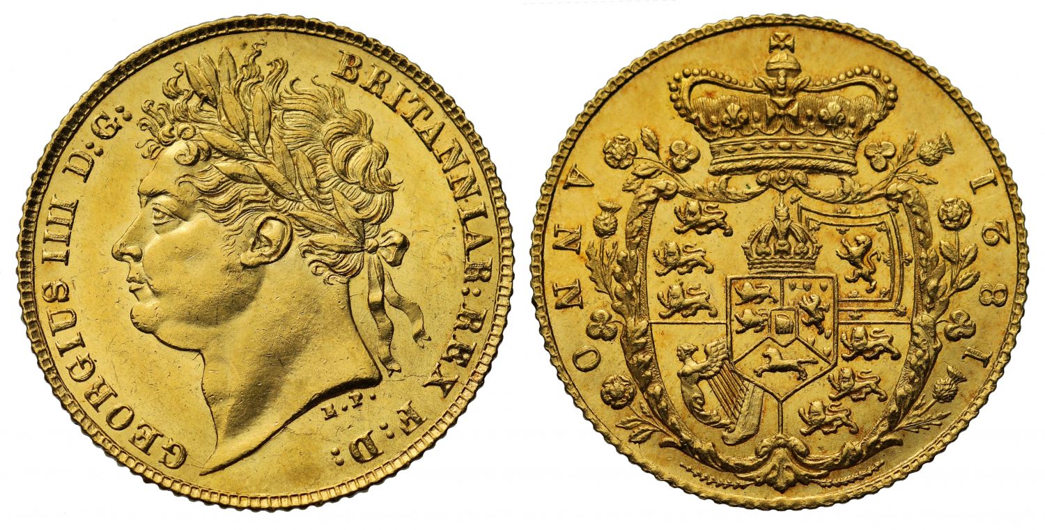 George IV 1821 Half-Sovereign, rarest date of the reign, low mintage