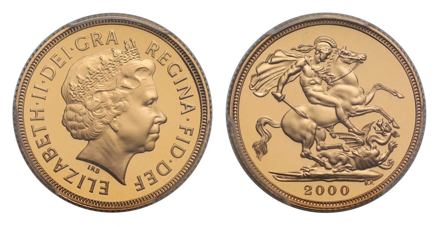 Elizabeth II 2000 proof Sovereign PR70 DCAM