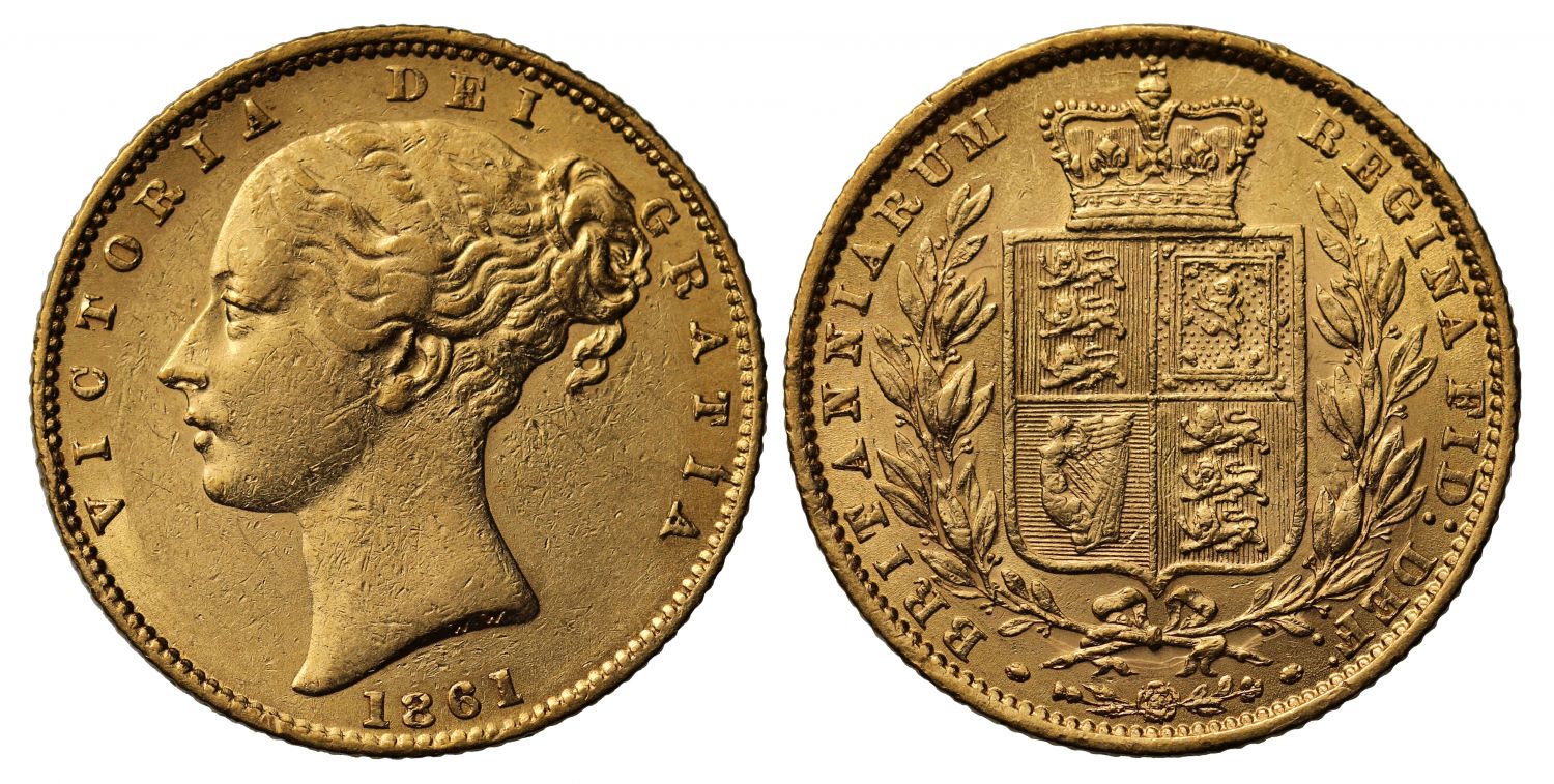 Victoria 1861 Sovereign, high 61 in date