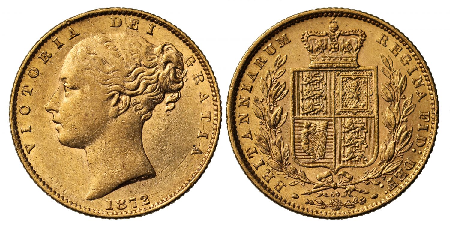 Victoria 1872 Sovereign die no.50
