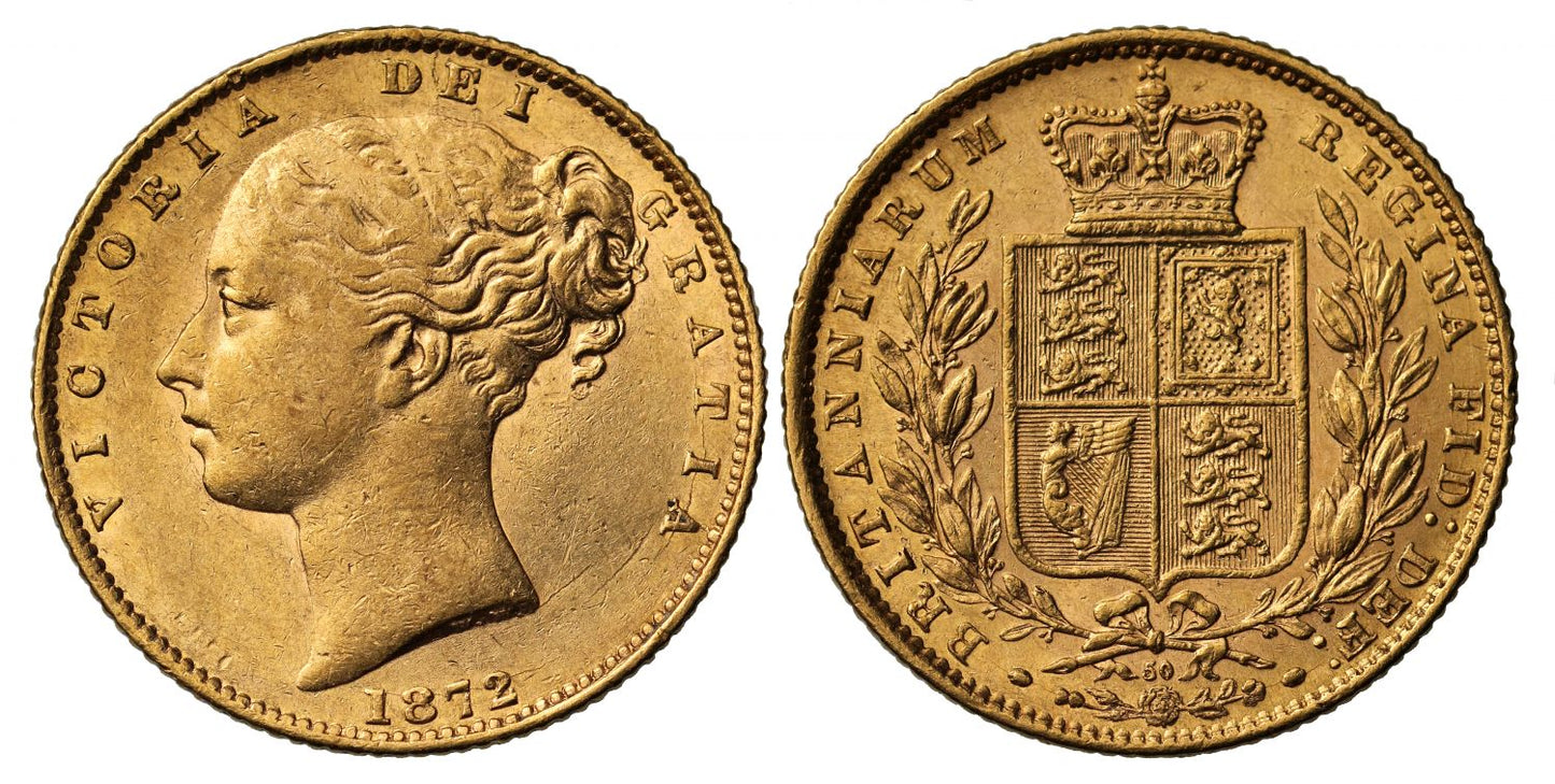 Victoria 1872 Sovereign die no.50
