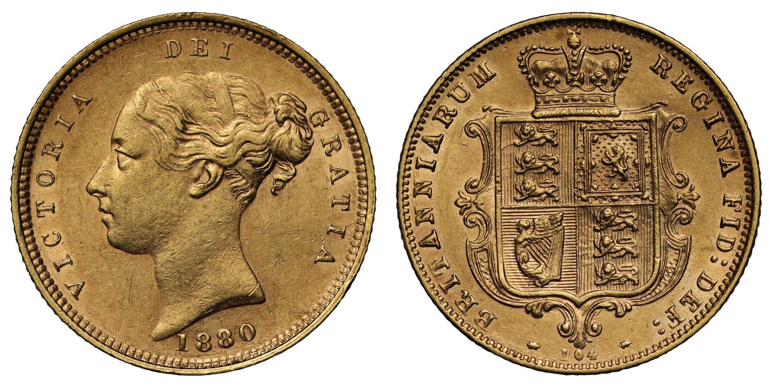 Victoria 1880 Half-Sovereign, die number 12, type A5, rare, fifth yougn head