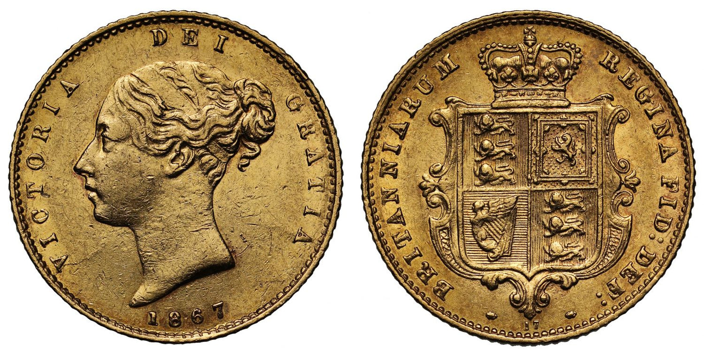 Victoria 1867 Half-Sovereign, die number 17, second young head