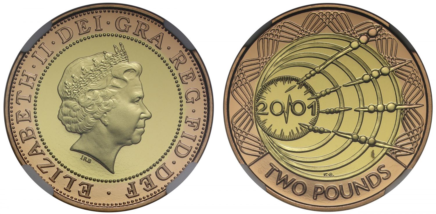 Elizabeth II 2001 proof Two-Pounds PF70 ULTRA CAMEO