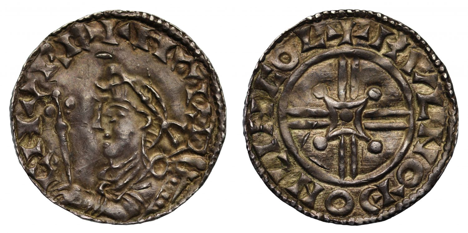 Harthacanute Penny, full name, arm and sceptre Lincoln