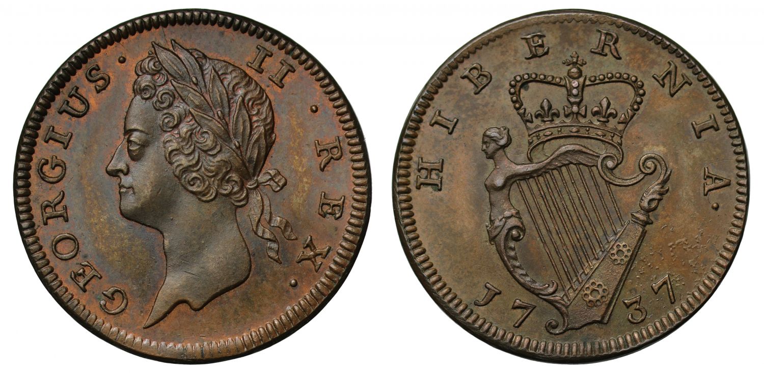 Ireland, George II 1737 proof Farthing
