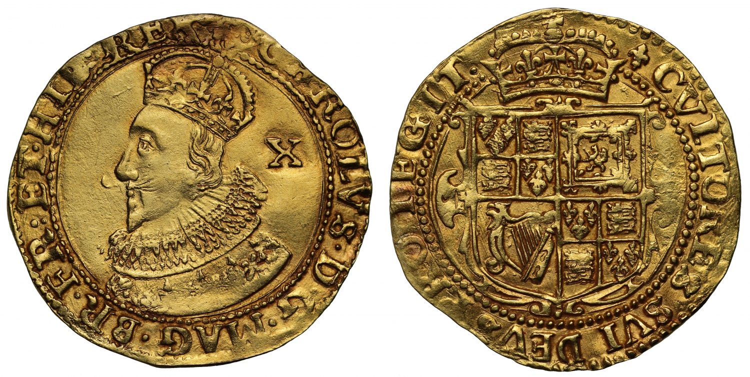 Charles I Half-Unite mm lis, King in Coronation robe
