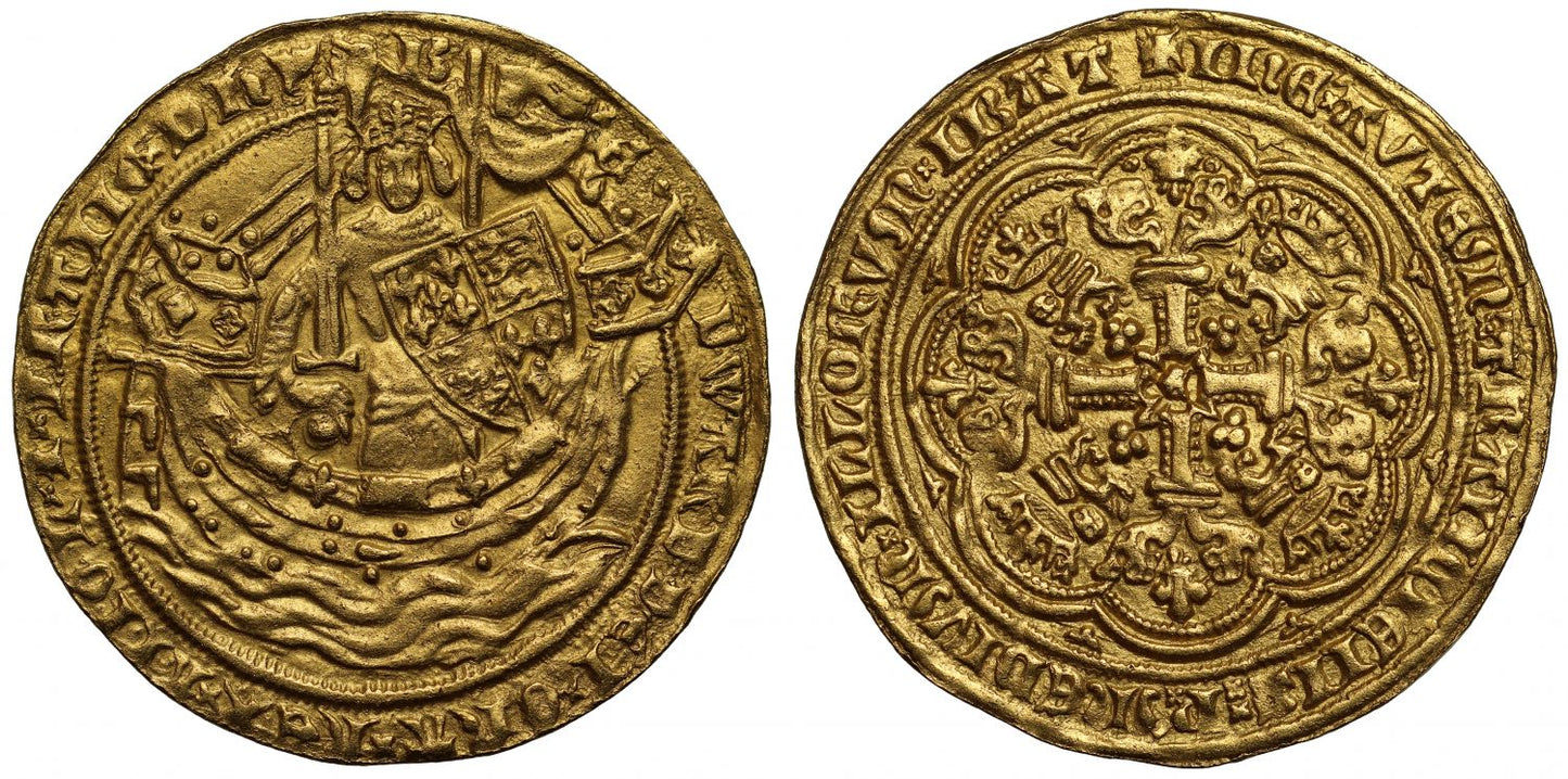 Edward III gold Noble, Pre-Treaty series Gc (1356-61)