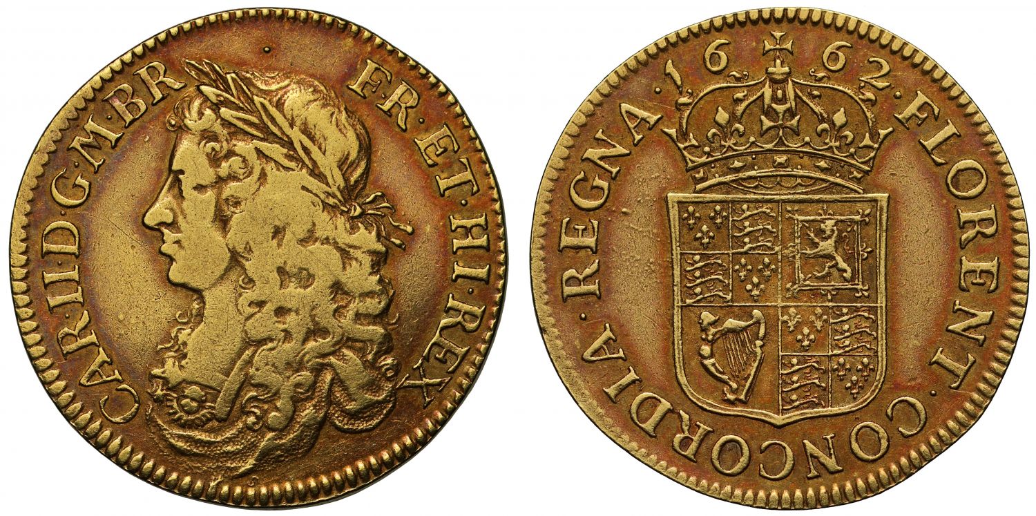 Charles II 1662 gold Broad