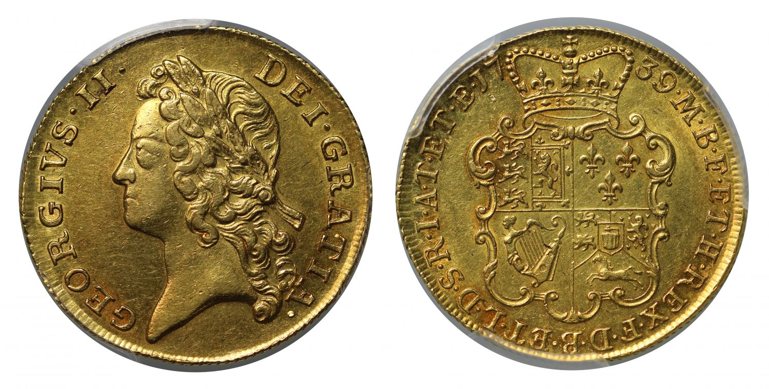 George II 1739 Two-Guineas obv.6 / rev.7, AU55