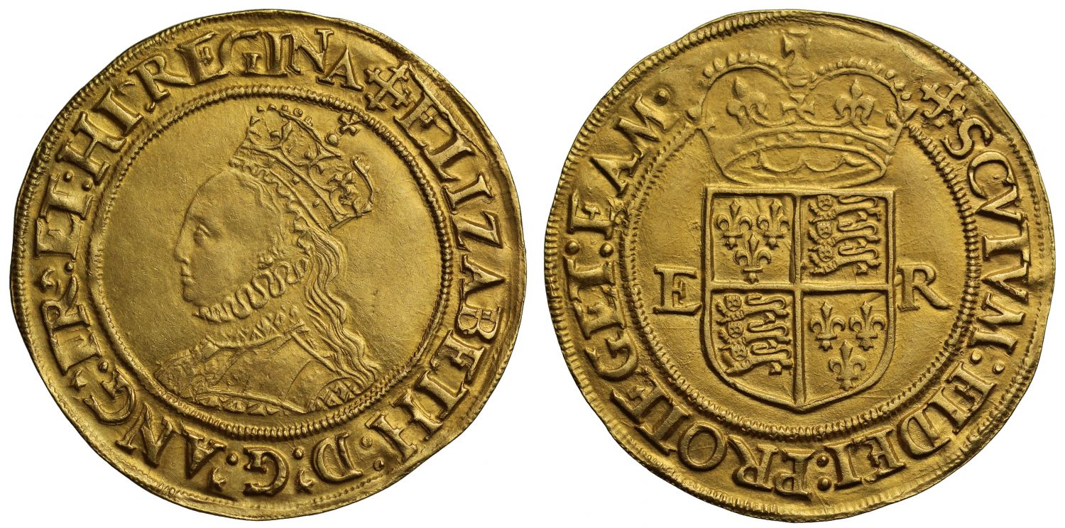 Elizabeth I gold Half-Pound, second issue mm crosslet, superb example