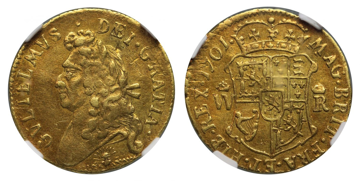 Scotland, William III 1701 gold Half-Pistole  XF45