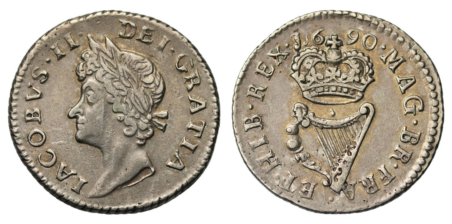 Ireland, James II 1690 silver Proof Halfpenny