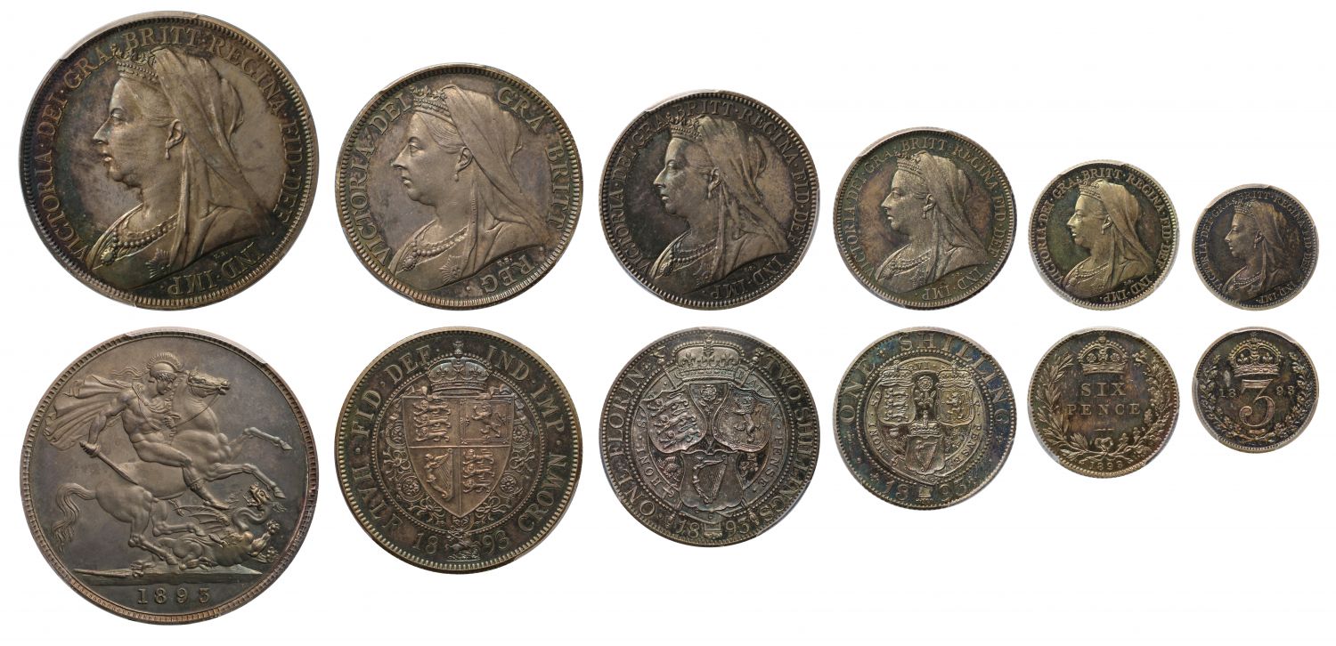 Victoria 1893 6-coin silver proof Set PR64-PR65