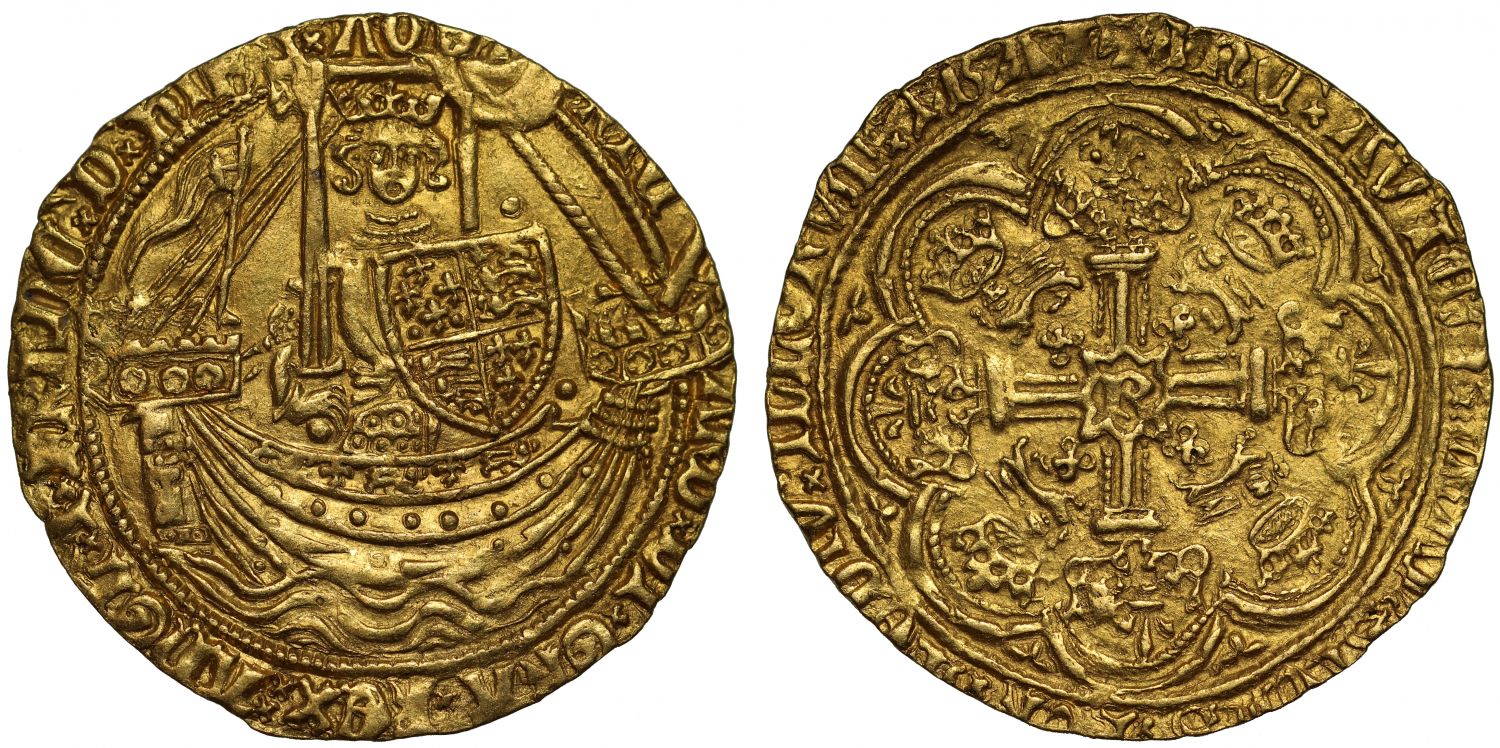 Richard II gold Noble, Calais Mint, type 3c, MS62