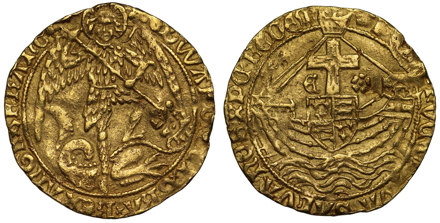 Edward IV second reign, gold Angel Tower mint