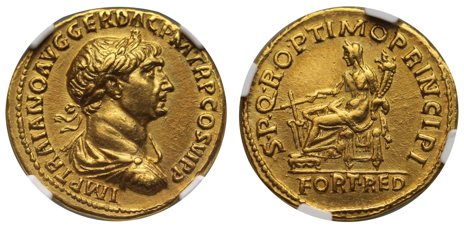 Trajan, gold Aureus, Rome mint