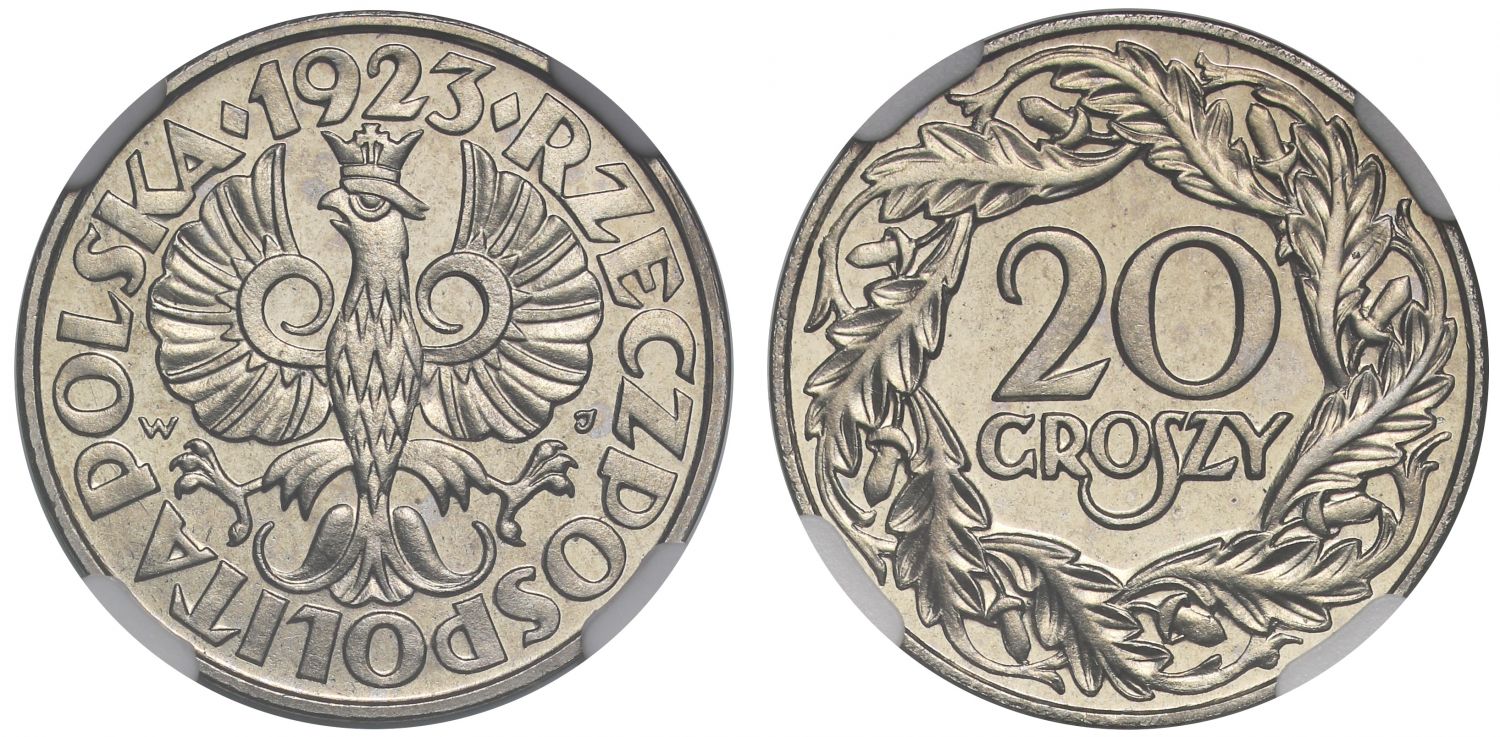 Poland, 1923 Proof 20-Groszy PF67