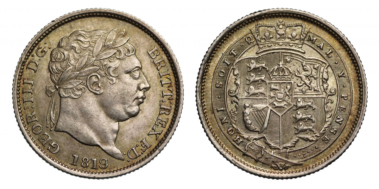 George III 1819 Shilling, penultimate date for reign