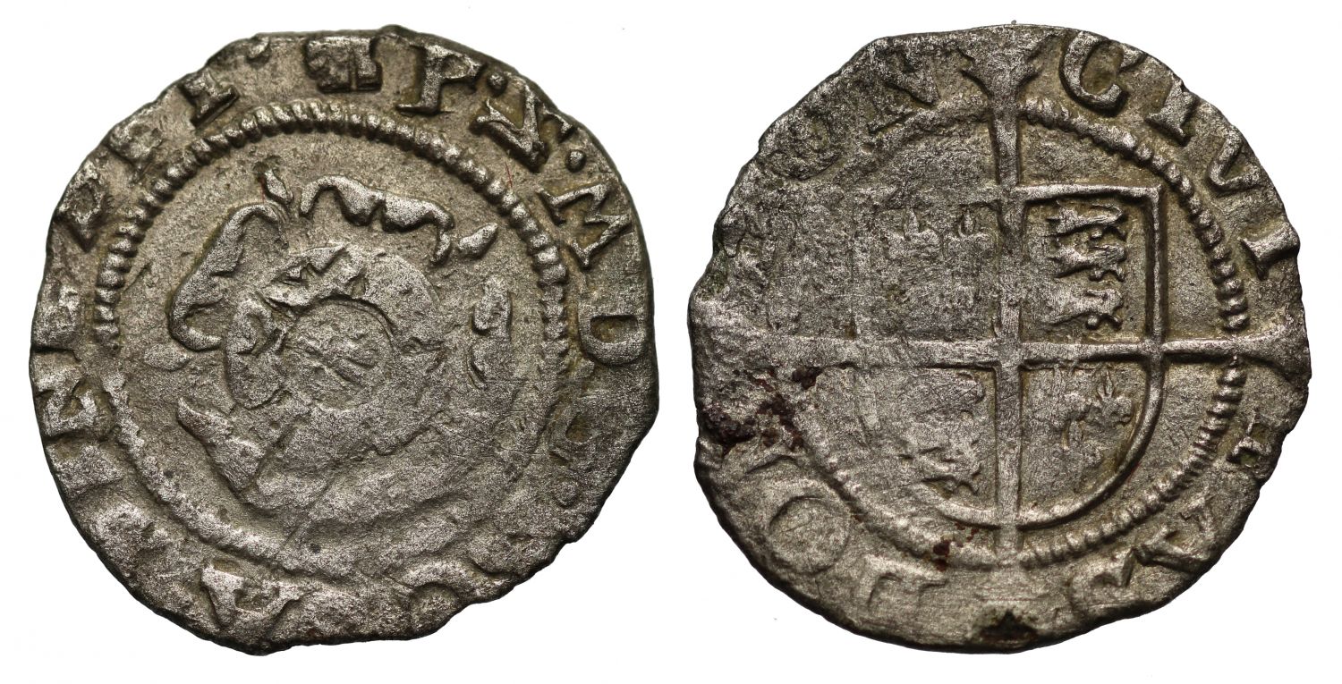 Philip and Mary base issue Penny, im halved rose and castle