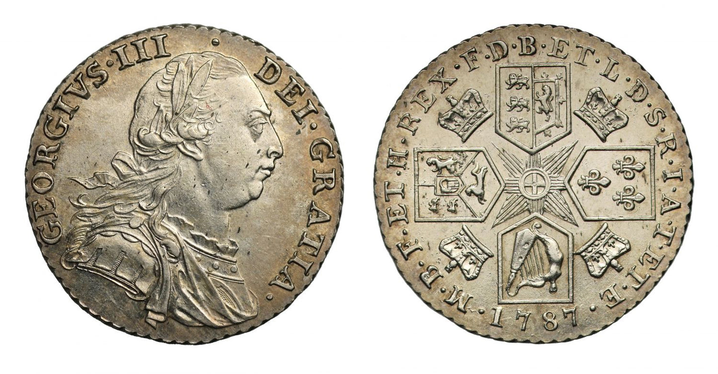 George III 1787 Shilling, with partial semée of hearts