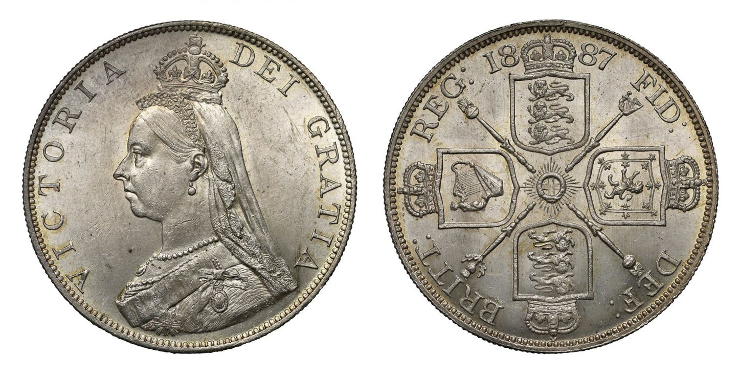 Victoria 1887 Double Florin, Roman style I in date, Golden Jubilee issue