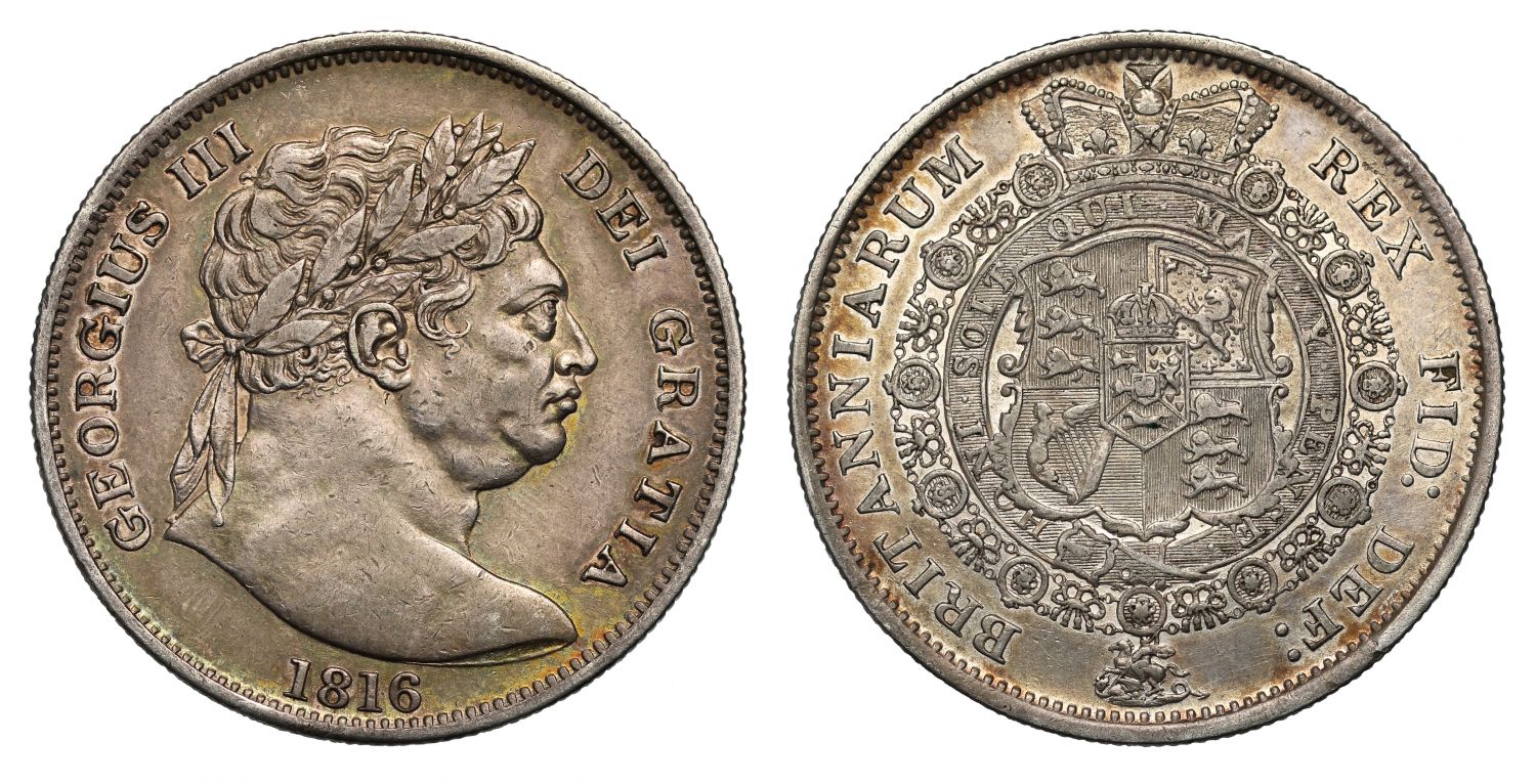 George III 1816 bull head Halfcrown