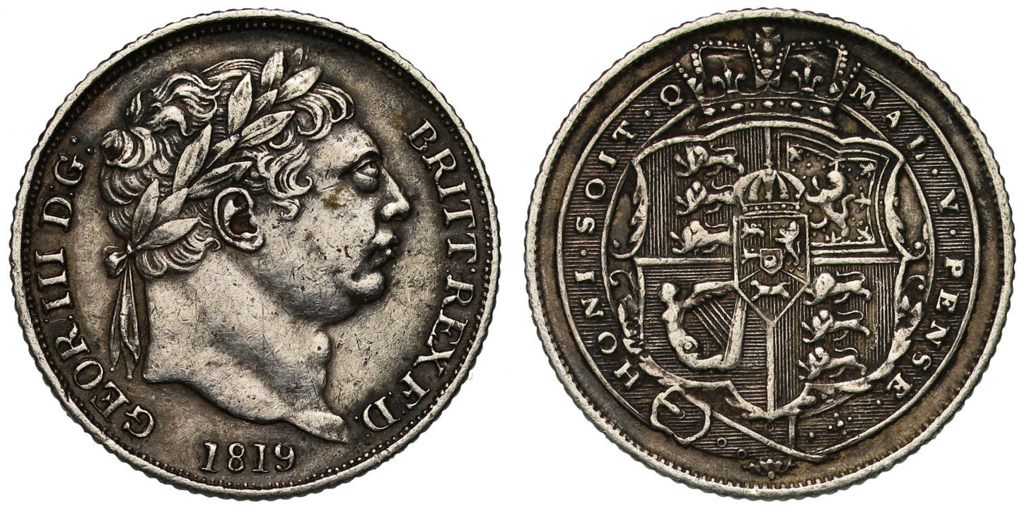 George III 1819 Sixpence, last coinage penultimate year