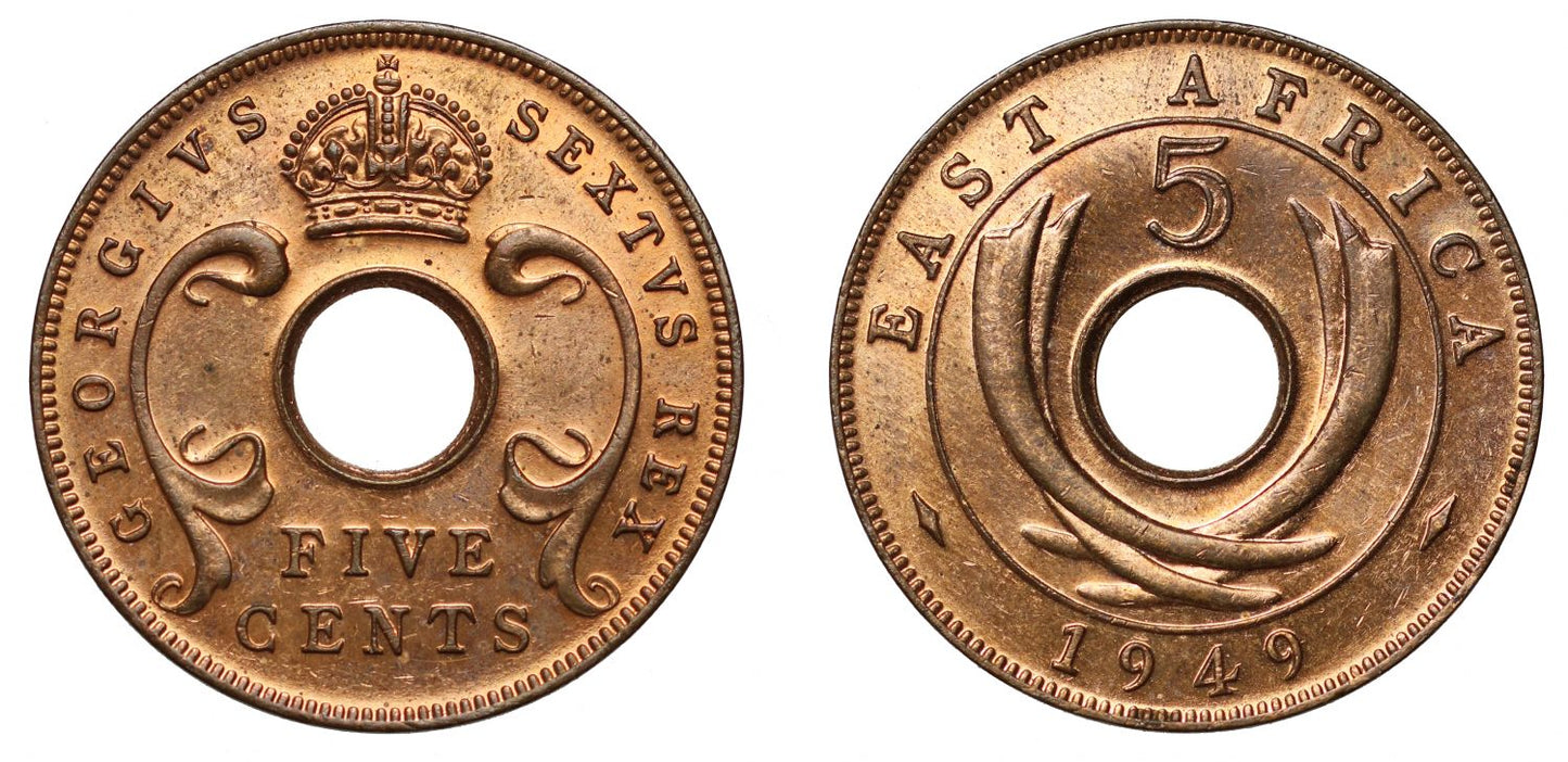 East Africa Proof 5-Cents, 1949.