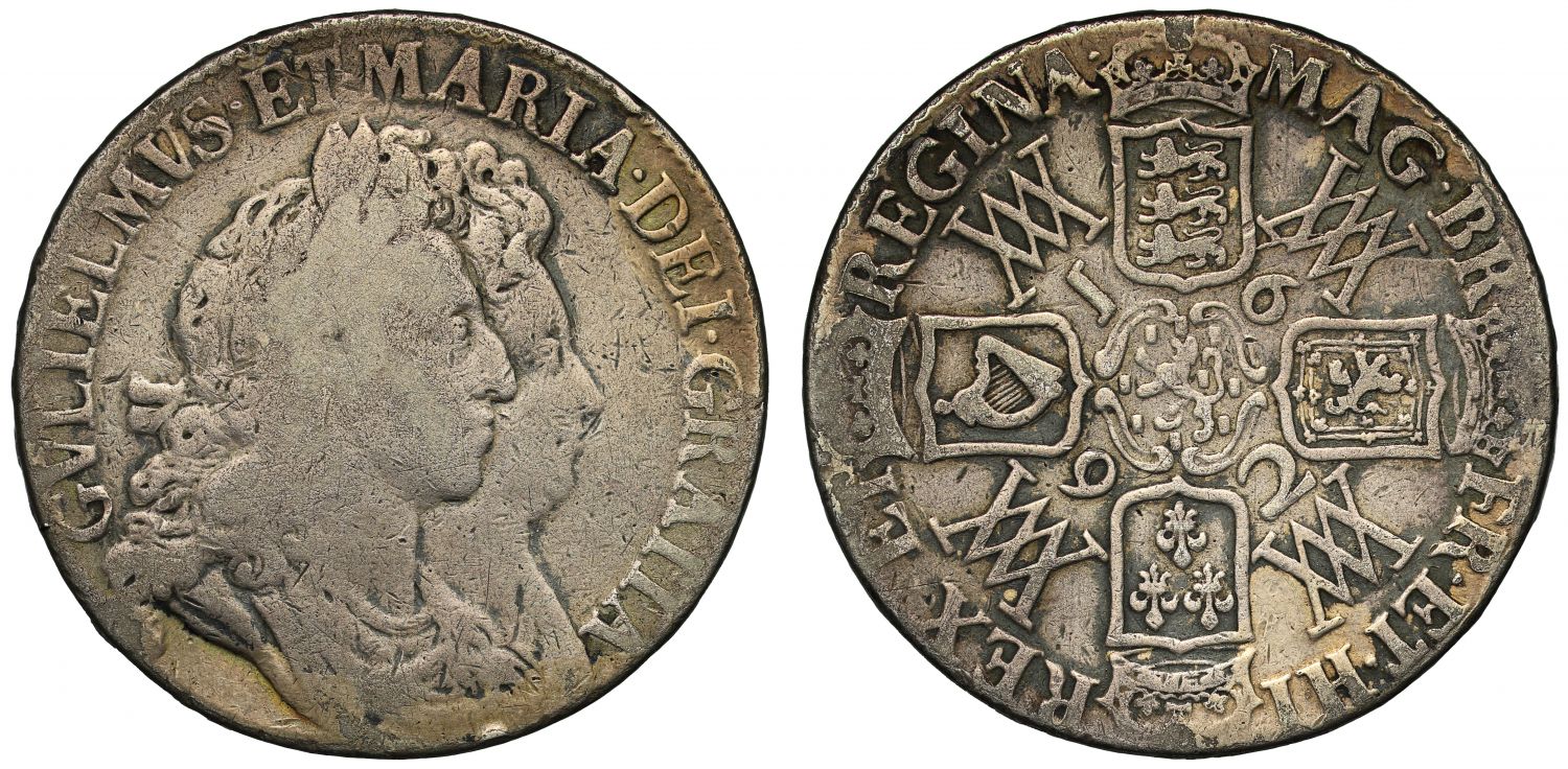 William & Mary 1692 Crown QVARTO edge year