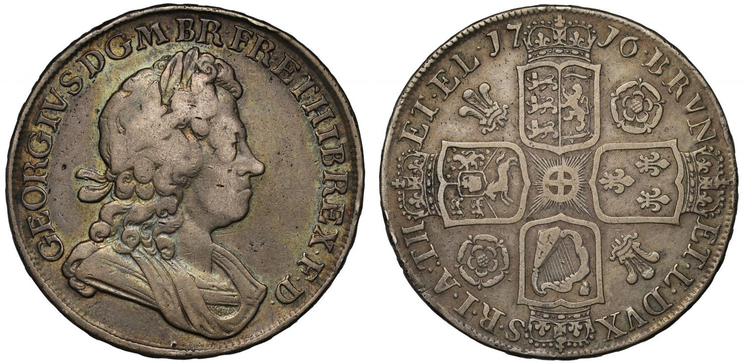 George I 1716 Crown, roses and plumes, mixed English and Welsh silver