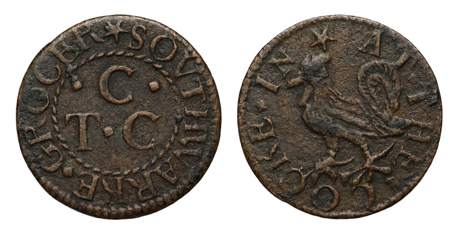 17th Century  Southwark Token T. C. C. at the cockerel