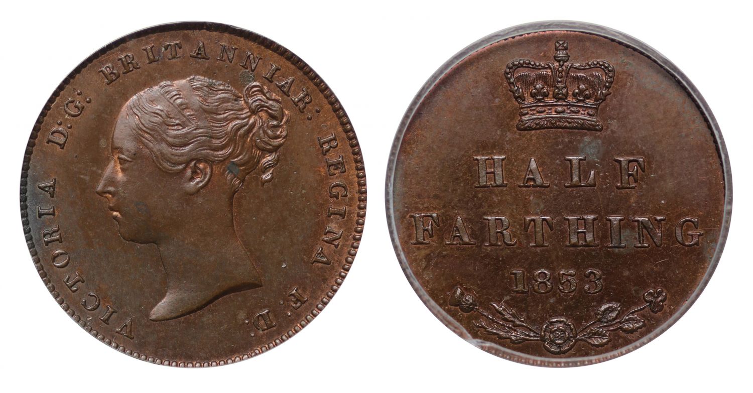 Victoria 1853 copper proof Half-Farthing CGS UNC, as issued in proof set