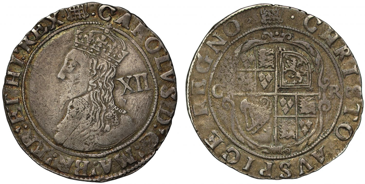 Charles I Shilling, Tower Mint, group D, fourth bust, large bust 5, mm portcullis