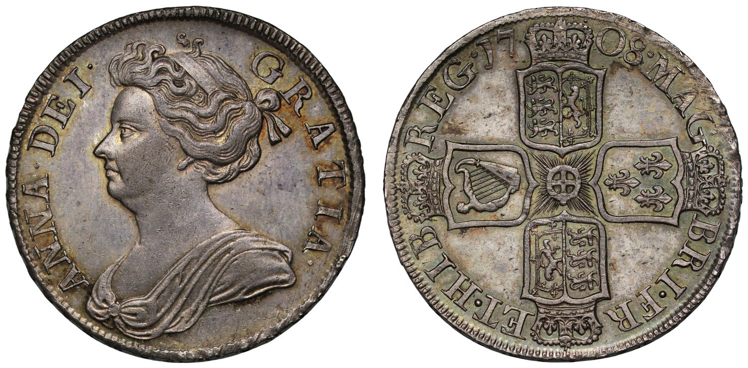 Anne 1708 Halfcrown, Post-Union, ex SNC 1991
