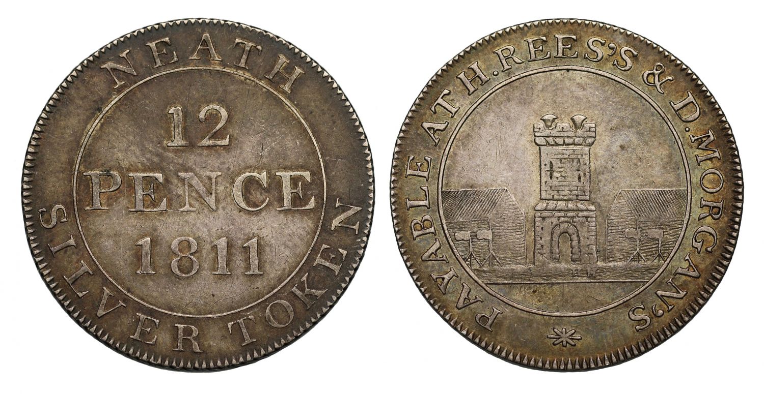 19th century silver token, Wales, Neath Shilling, 1811, Rees and Morgan