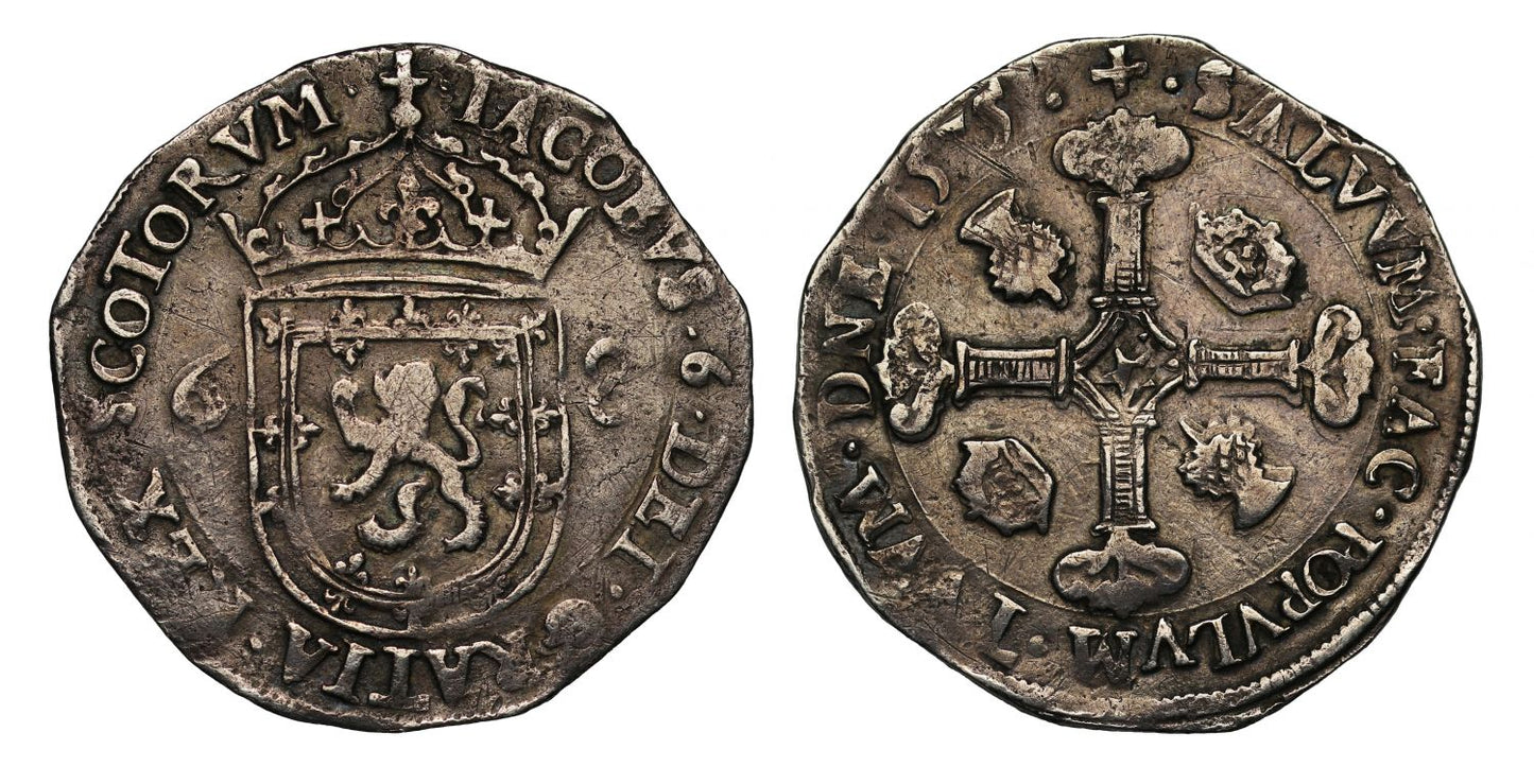 Scotland, James VI Half-Merk, 1575, plain crown band