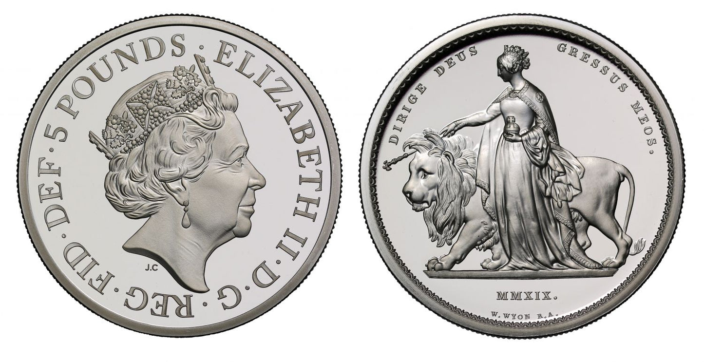 Elizabeth II 2019 Una and the Lion silver proof Five-Pounds