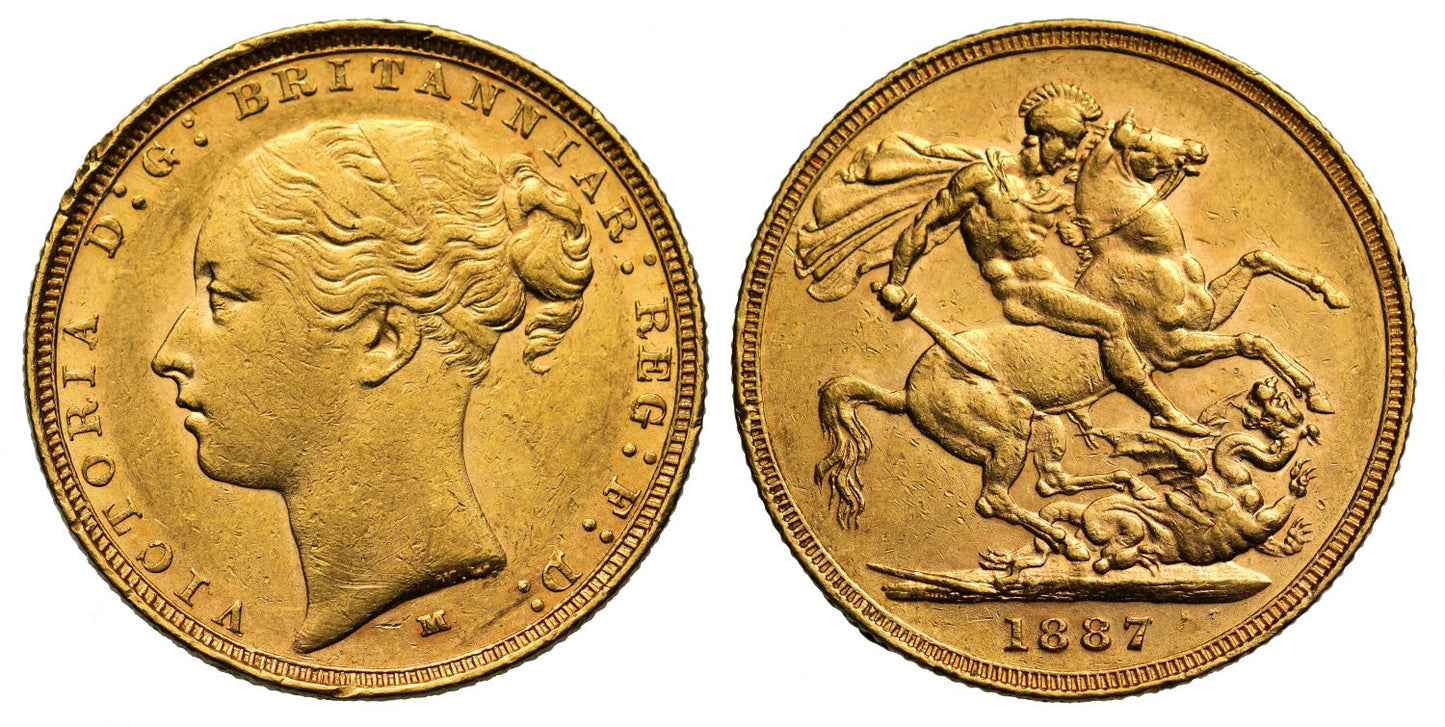 Victoria 1887 M Sovereign, Melbourne Mint, St George reverse