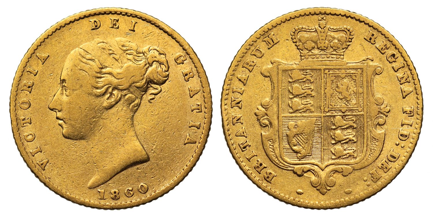 Victoria 1860 Half-Sovereign, second young head