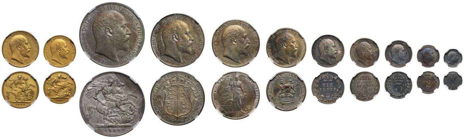 Edward VII 1902 11-coin matt proof Set PF60-PF64