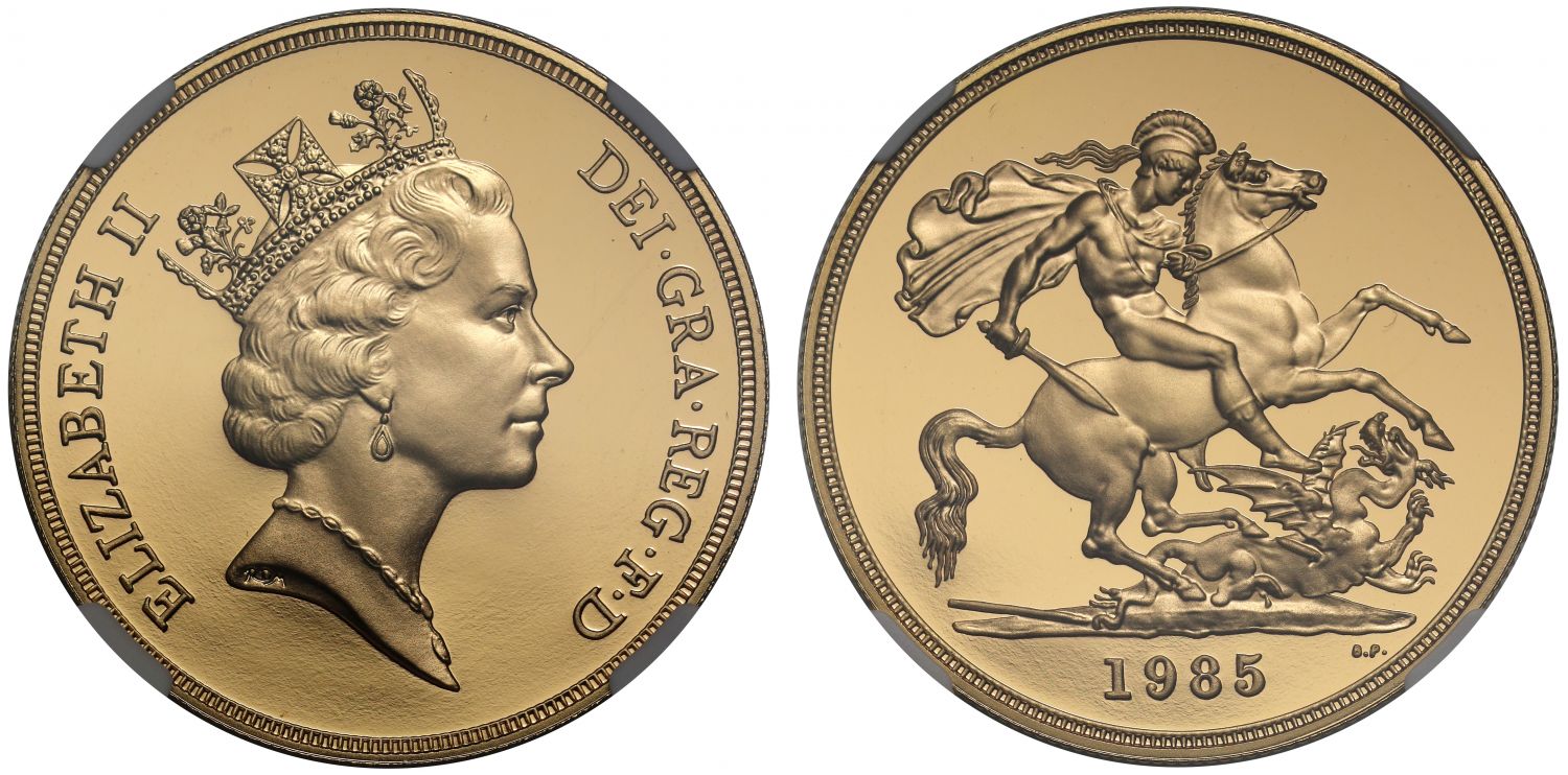 Elizabeth II 1985 proof Five-Pounds PF69 ULTRA CAMEO