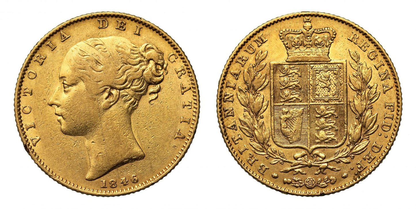 Victoria 1846 Sovereign, 4 over inverted 4 in date