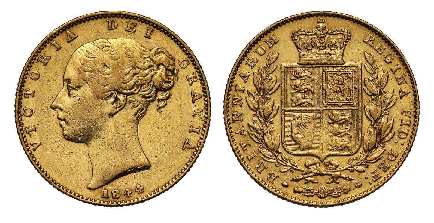 Victoria 1844 Sovereign, spread 44 in date