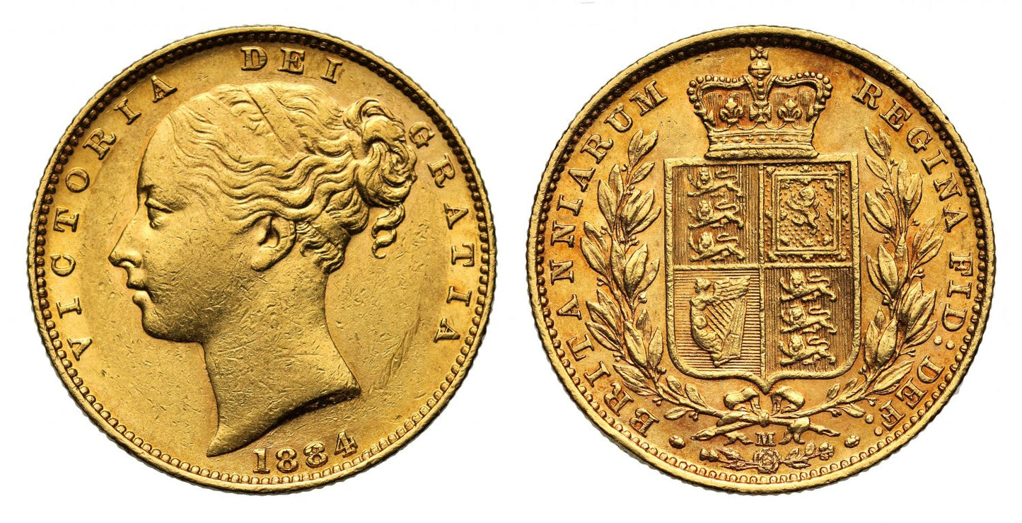 Victoria 1884 M shield back Sovereign