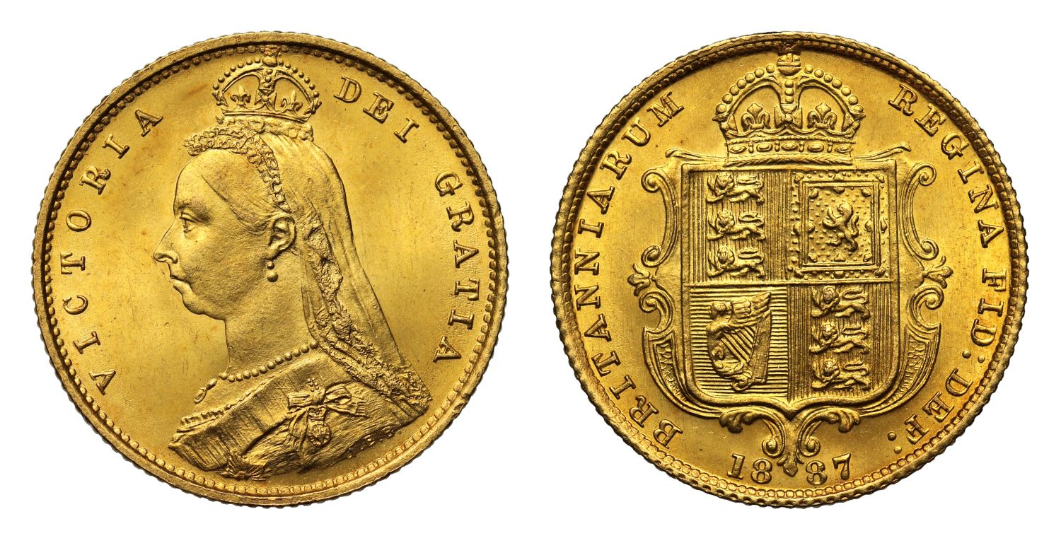 Victoria 1887 Half-Sovereign, Imperfect J obverse