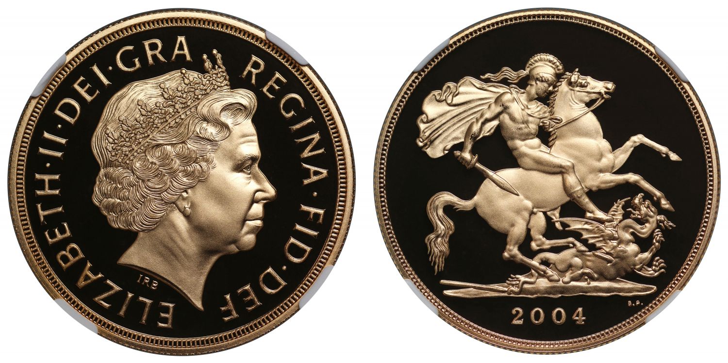 Elizabeth II 2004 proof Five-Pounds PF70 ULTRA CAMEO