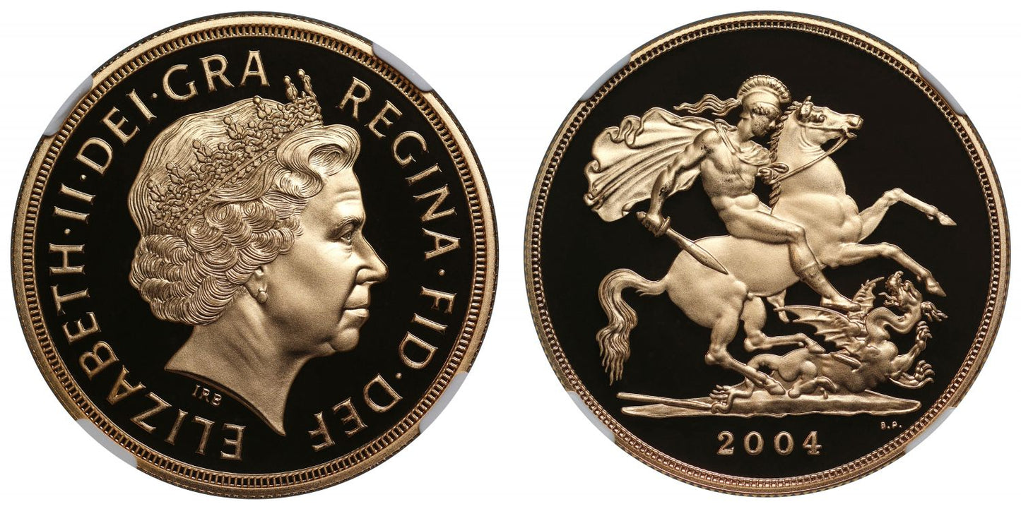 Elizabeth II 2004 proof Five-Pounds PF70 ULTRA CAMEO