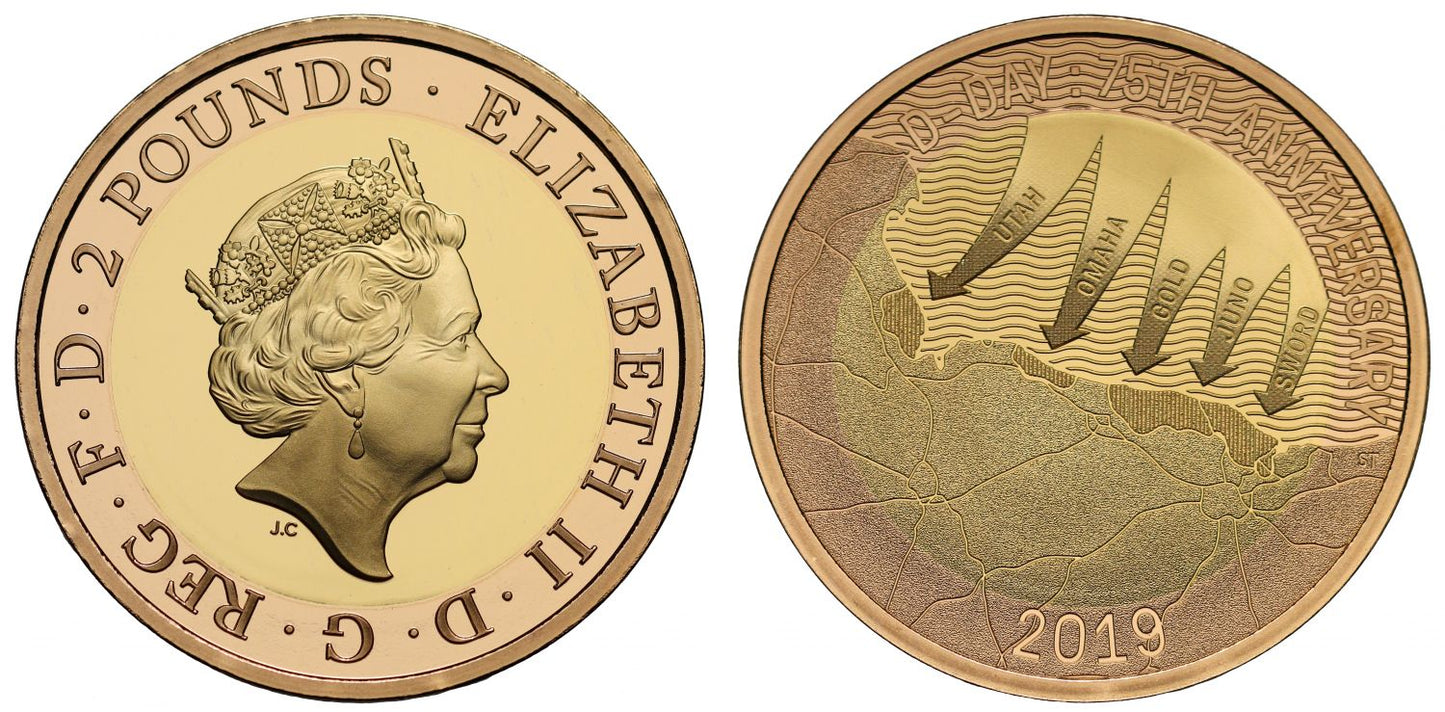 Elizabeth II 2019 proof Two-Pounds D-Day 75th Anniversary